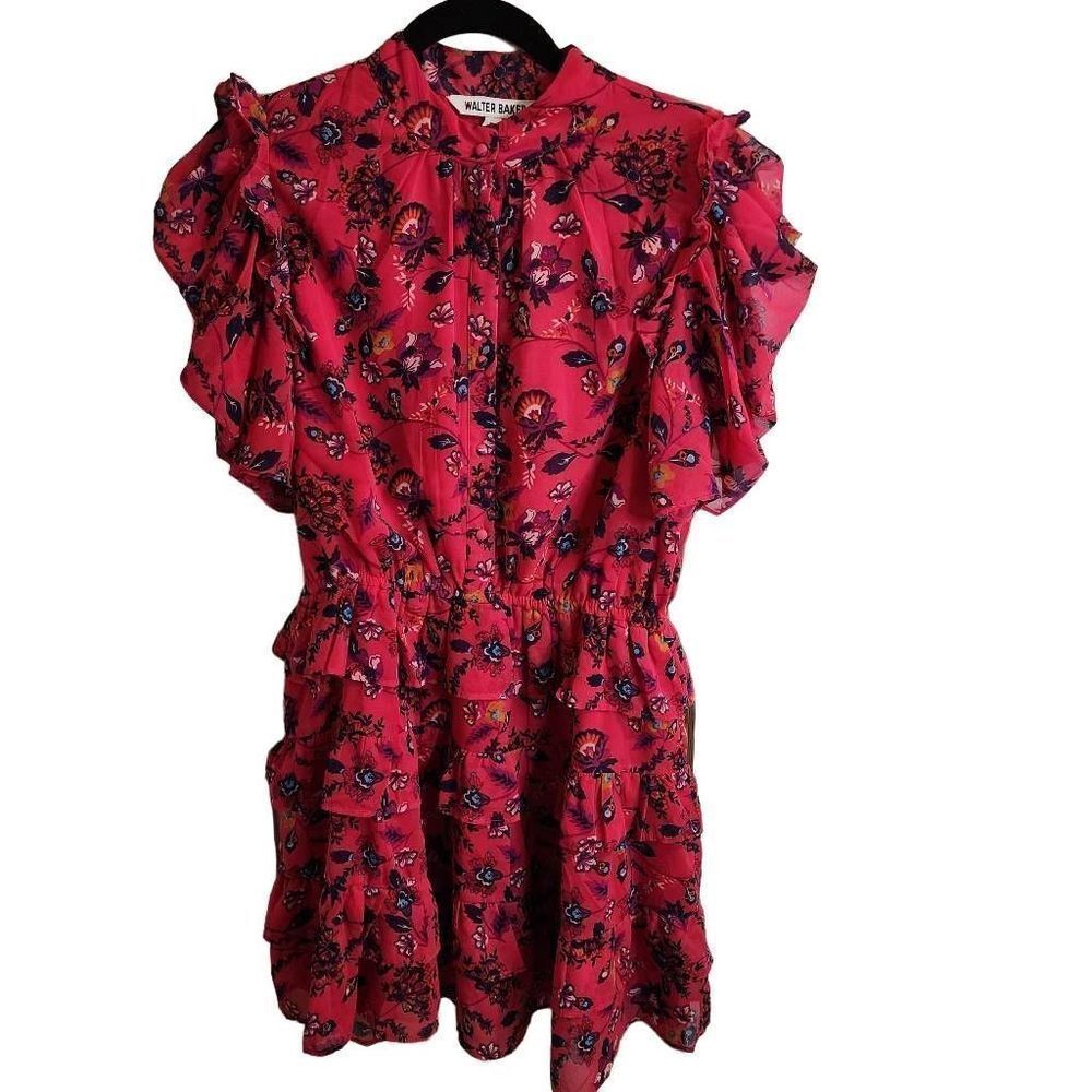 NWOT Walter Baker Size 6 Resse Mini Dress In Dragonfruit Floral
